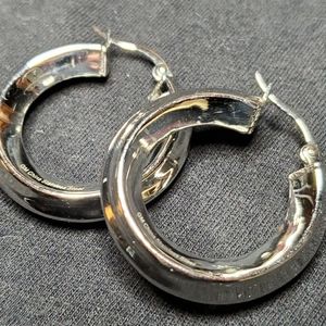 Thick Silver Hoop Earrings